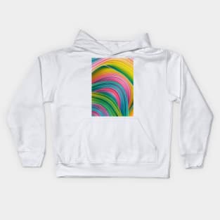 Stranded Horizon. Abstract Colorful Green, Yellow, Blue and Pink Minimal Artwork Kids Hoodie